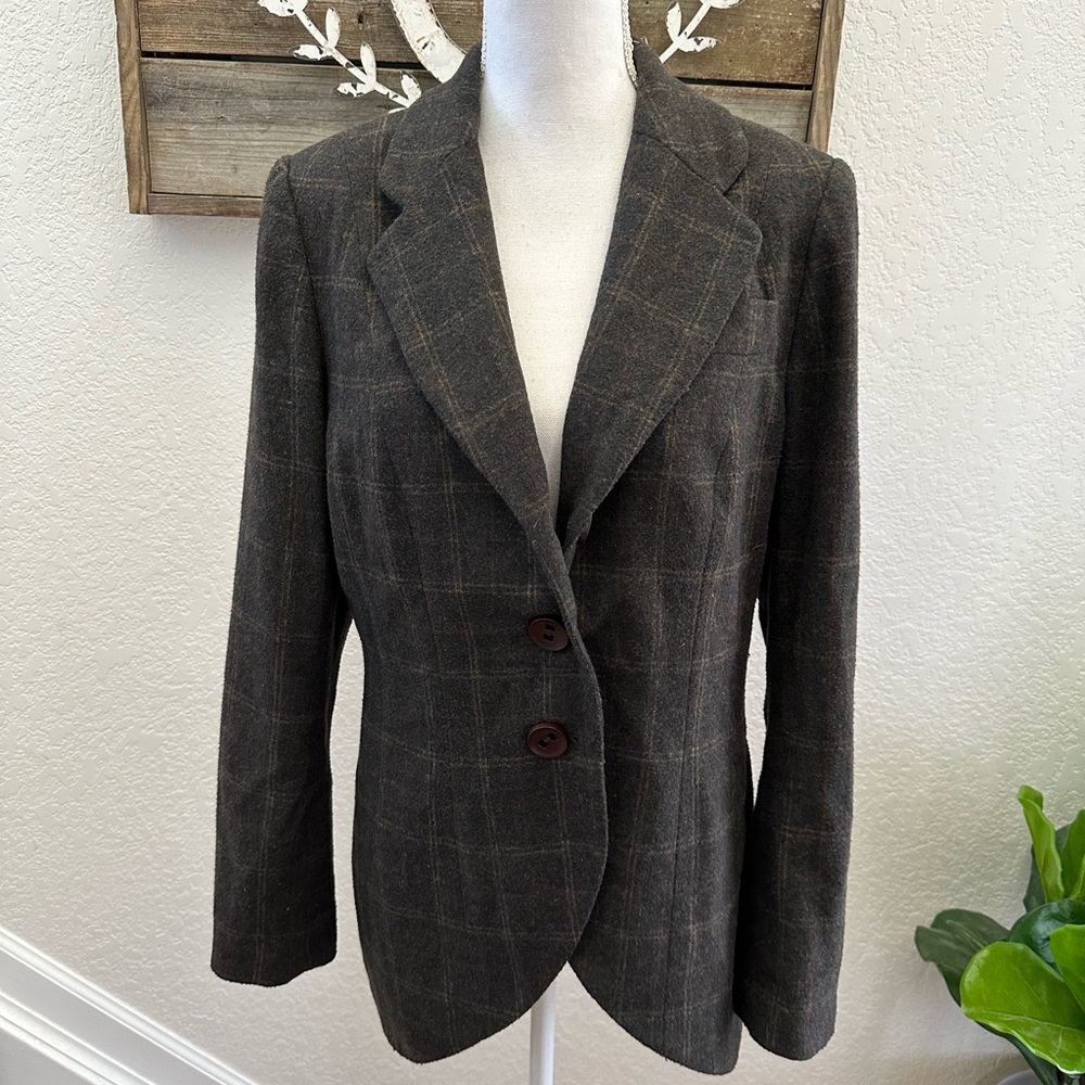 Cabi #160 wool blend plaid lined blazer jacket ladies size 12